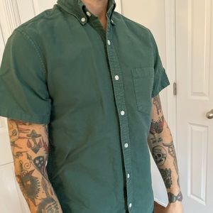 J. Crew Forest Green short sleeve oxford shirt.